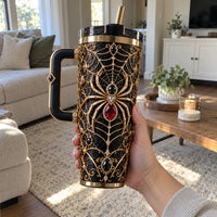 Beauty Spins In Darkness - Gilded Web Tumbler