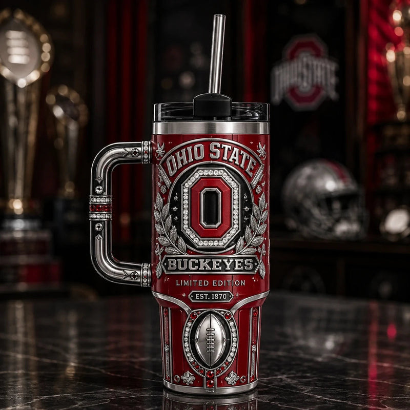 OSU Heritage Crest - Scarlet and Silver Drinkware Composition