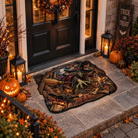 Attic Breach - Green Witch and Black Cat Doormat