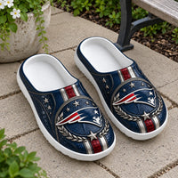 NE Heritage Crest - Navy and Silver Clog Sandals