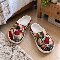 MIA Deco Nights - Art Deco Clog Sandals in Red, Teal and Gold
