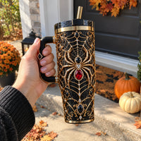 Beauty Spins In Darkness - Gilded Web Tumbler