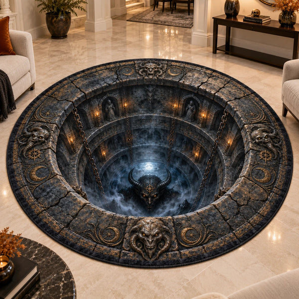 The Pit Stares Back - Illusion Depth Round Rug - main