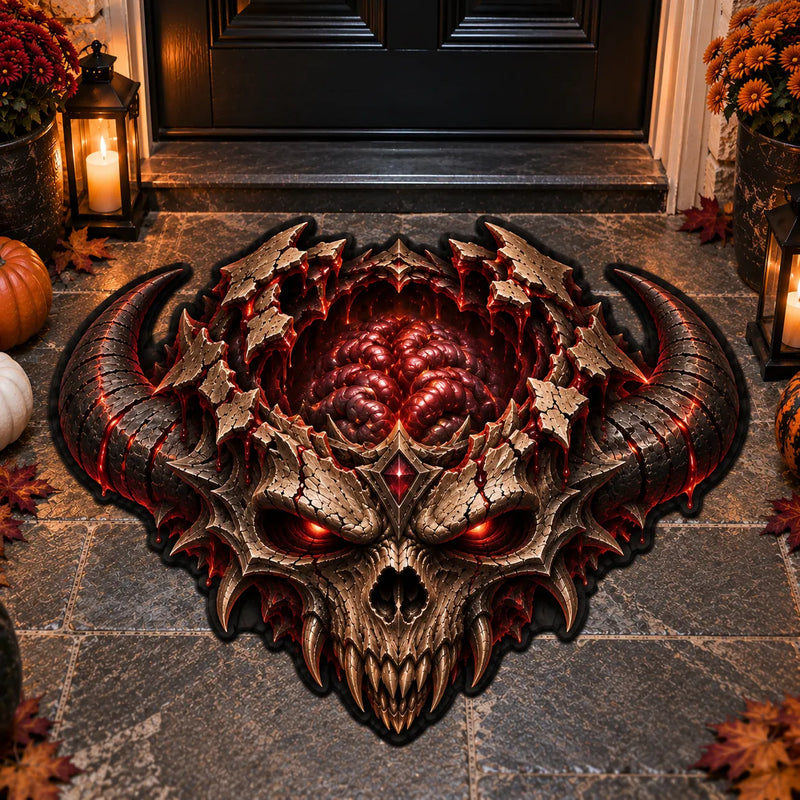 Molten Skull Threshold - Horned Demon Doormat Built for Impact