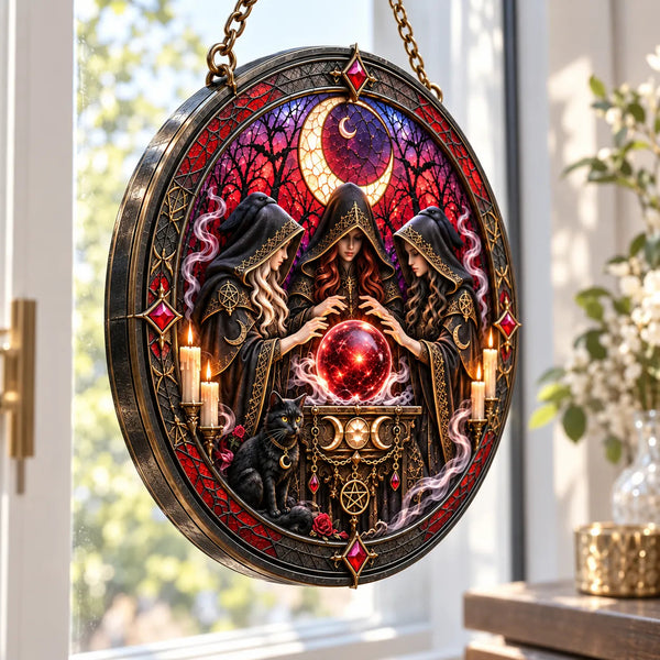 Crimson S\Uffffffffce - Crescent Moon Round Window Hanging - main