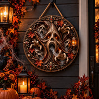 Hollow Chorus - Carved-Look Haunt Relief Round Wood Sign