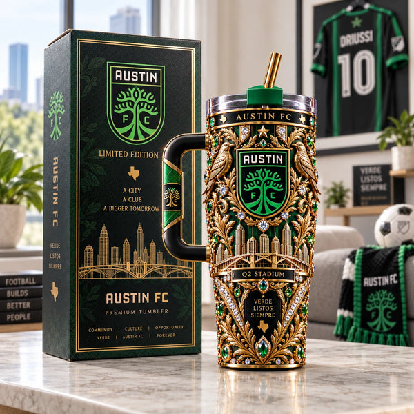 ATX Verde - Crest, Skyline and Gold Filigree Tumbler - main