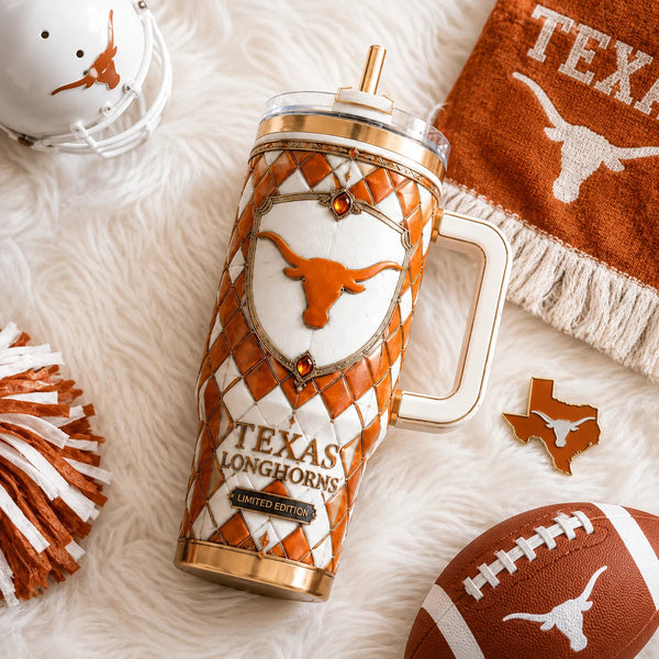 TEX Crest on Burnt Orange - Diamond Lattice Tumbler - main