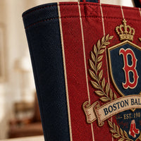 BOS Heritage Crest - Pinstripe Tote in Navy and Red