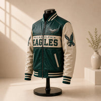 PHI Green - Color-Blocked Varsity Statement Outerwear