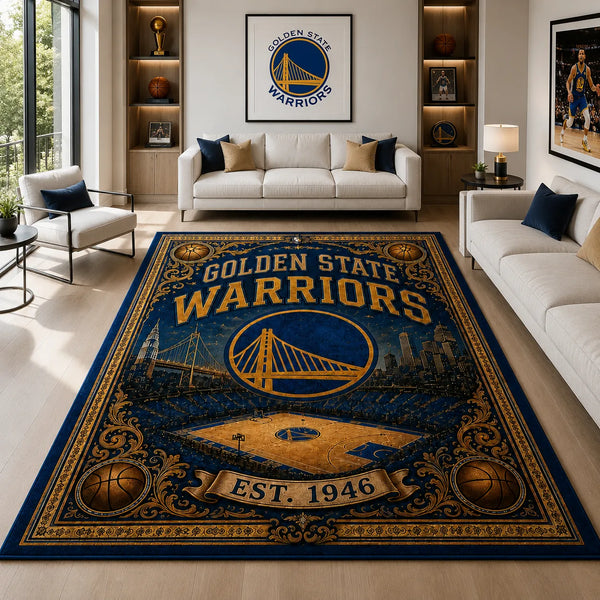 GSW Heritage Floor - Bridge Emblem in Gold and Navy - main