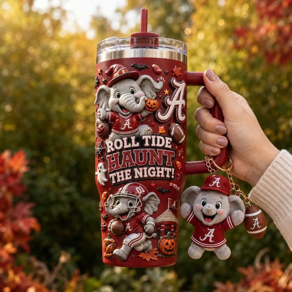 ALA Roll Tide Haunt The Night - Crimson Halloween Tumbler - main