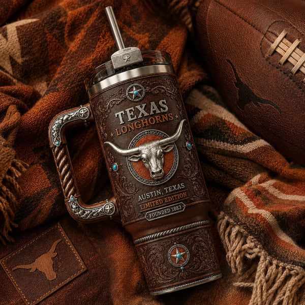 TEX - Tooled Scrollwork, Star Accents and a Longhorn Emblem - main