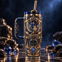 Wit Beyond Measure - Heraldic Eagle Tumbler in Sapphire and Gilt