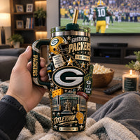GB Titletown - Layered Green and Gold Collage Tumbler