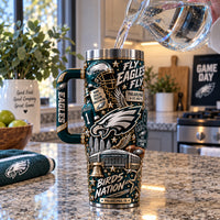 PHI - Fly Eagles Fly, Midnight Green Collage Tumbler