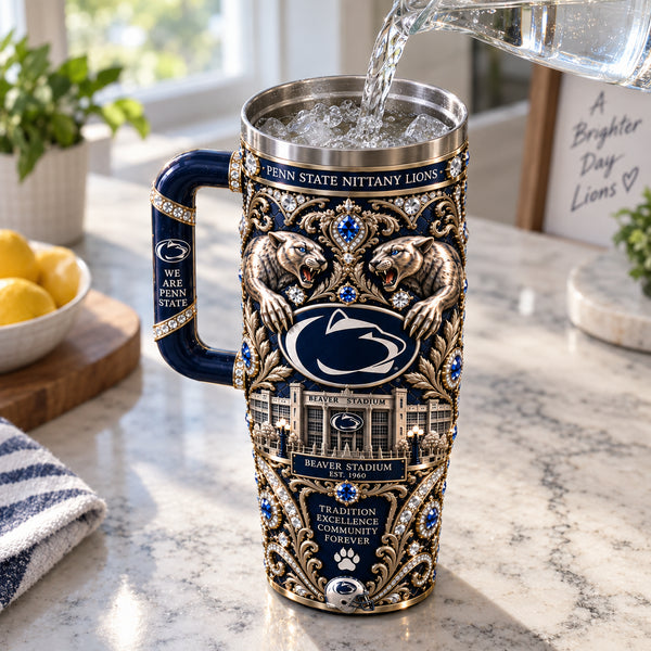 PSU Tradition Forever - Ornate Navy and Gold Tumbler - main