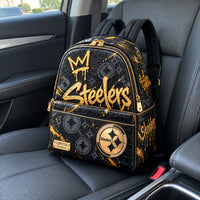 PIT Gold Script - Graffiti Crown Backpack in Black and Gold