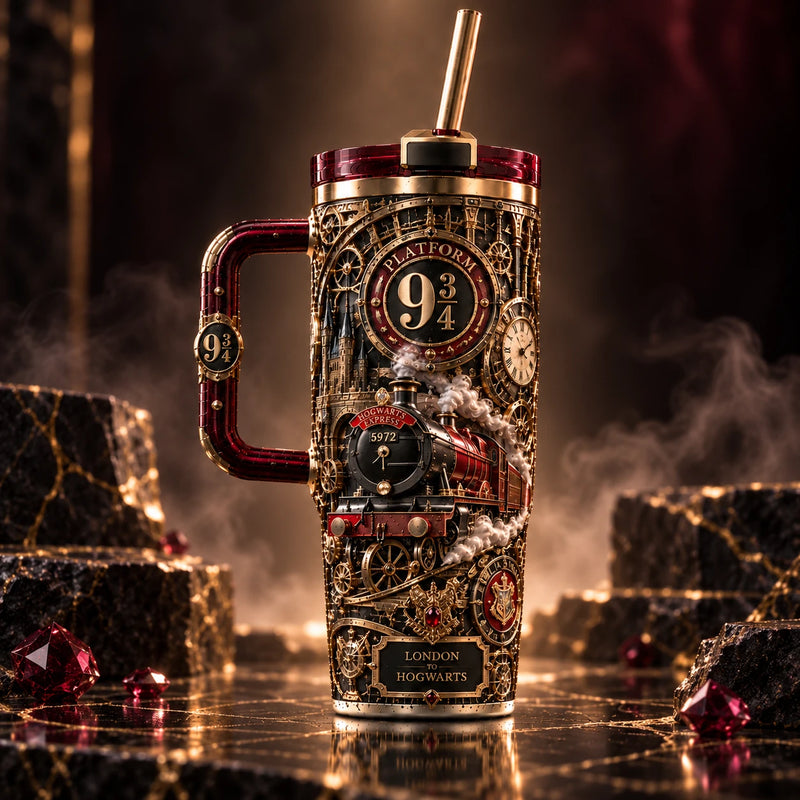 Platform 9¾ - Crimson and Brass Wraparound Tumbler