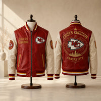 KC Kingdom - Crimson and Cream Varsity Jacket