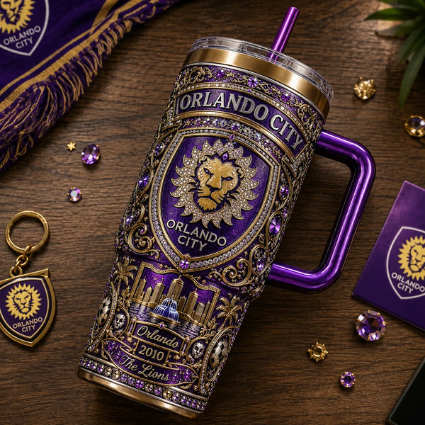 ORL Crest in Purple and Gold - Ornate Jewelled Tumbler - main
