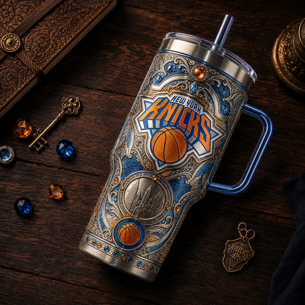 NYK Filigree - Ornate Blue and Orange Tumbler Statement - main