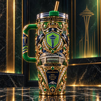 SEA - Rave Green Crest and Lumen Field in Gold Filigree