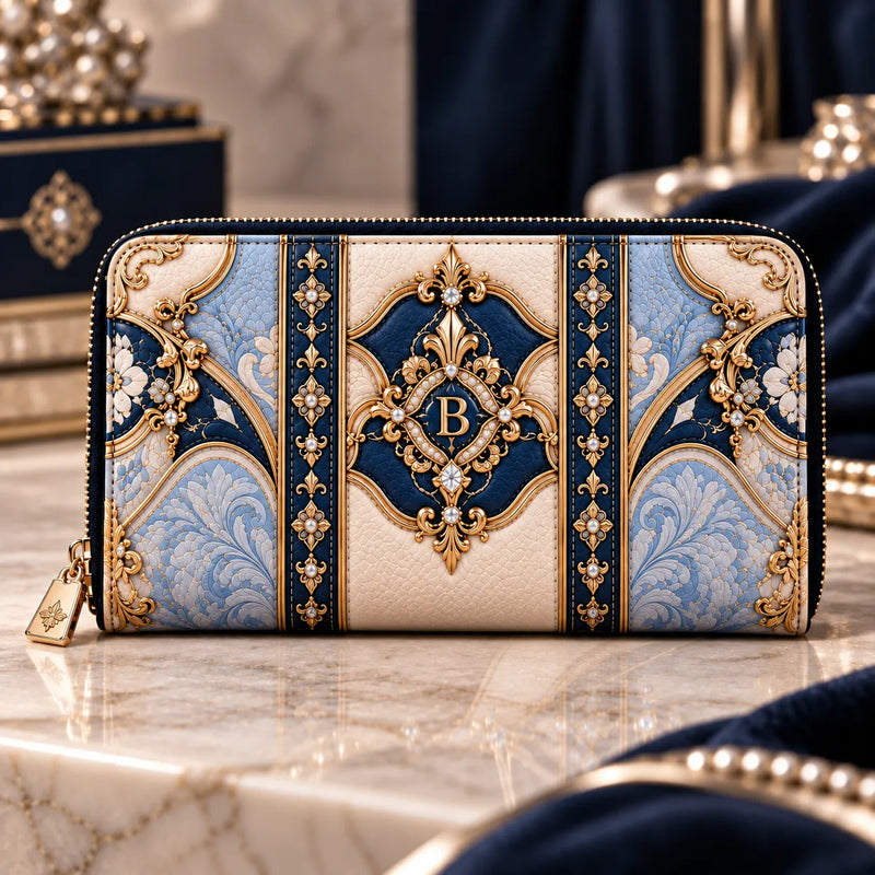 Monogram B - Baroque Filigree in Navy, Cream and Gold