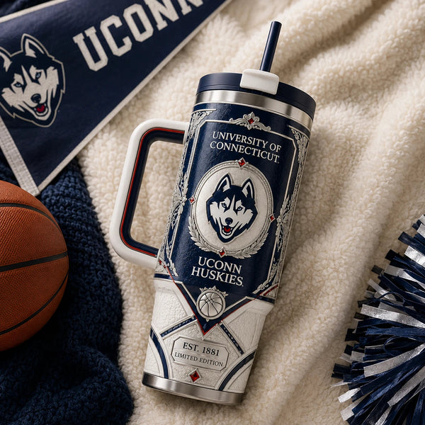 UCONN Heritage Crest - Navy and Ivory Wraparound Tumbler - main