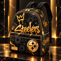 PIT Gold Script - Graffiti Crown Backpack in Black and Gold