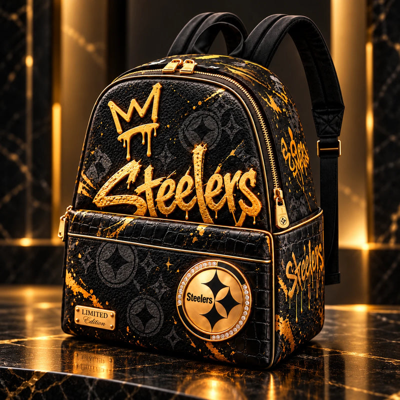 PIT Gold Script - Graffiti Crown Backpack in Black and Gold