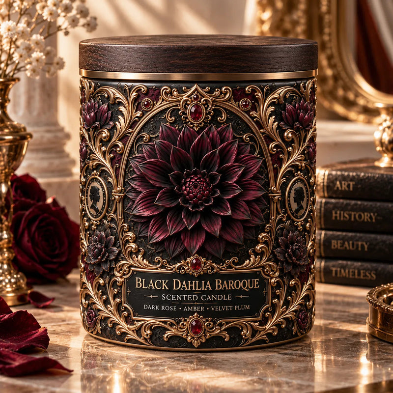 Black Dahlia Baroque - Ornate Gothic Label Scented Candle