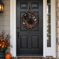 Down the Web - Spider and Ember Round Wood Sign