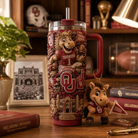 OU Crimson Collage - Sooner Mascot Wraparound Tumbler