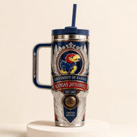 KU Heraldic Crest - Ornamental Jayhawk Tumbler Composition
