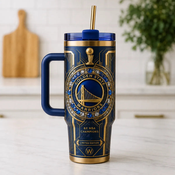 GSW Gold Deco Emblem - Bold Blue Tumbler Presence - main
