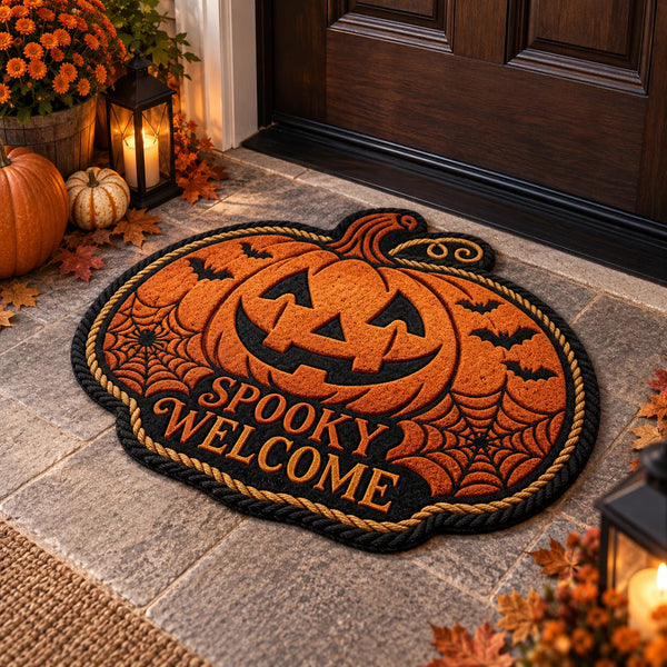 Spooky Welcome - The Grinning Pumpkin Threshold Mat - main