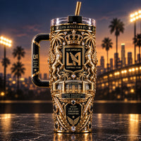 LAFC - Black and Gold Crest, Ornate Wraparound Tumbler