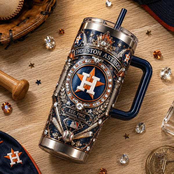 HOU Heritage Crest - Ornate Navy and Gold Tumbler - main