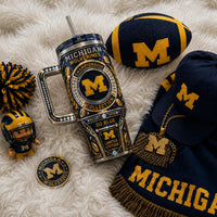 MICH Go Blue - Gold Crest and Navy Heritage Tumbler