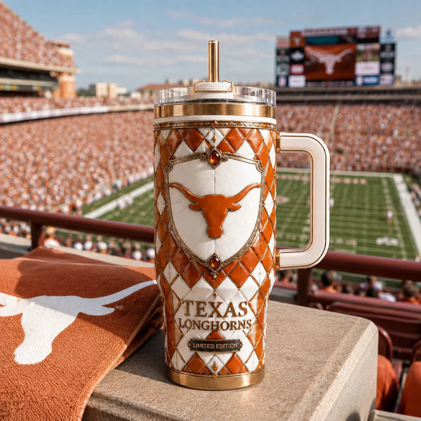 TEX Crest on Burnt Orange - Diamond Lattice Tumbler - main