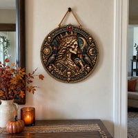 Mors Regnat - The Crowned Skull Queen Round Wood Sign