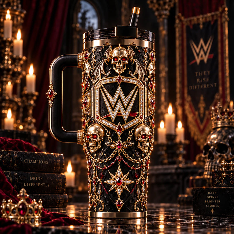WWE Gothic Regalia - Gilded Skulls and Ruby Crest Tumbler