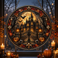 Manor Under the Amber Moon - Circular Window Hanging