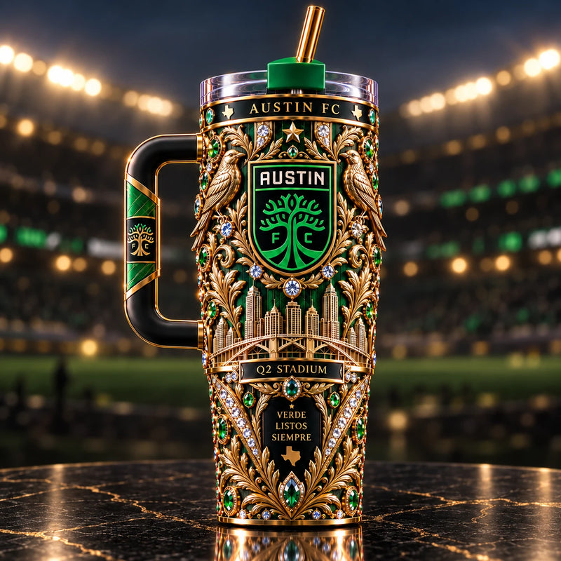 ATX Verde - Crest, Skyline and Gold Filigree Tumbler