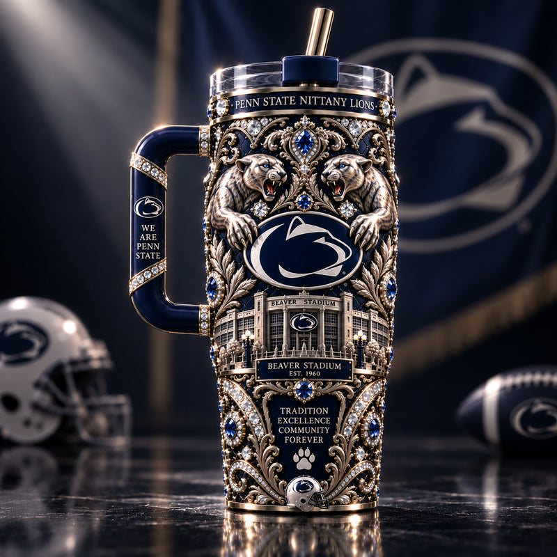 PSU Tradition Forever - Ornate Navy and Gold Tumbler