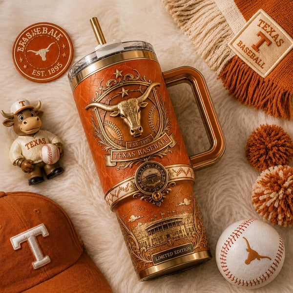 TEX Baseball Heritage - A Longhorn Crest in Burnt Orange and Brass - main