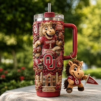 OU Crimson Collage - Sooner Mascot Wraparound Tumbler