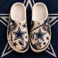 DAL Lone Star Heritage - Tooled Navy & Cream Clog Sandals