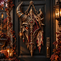 Gilded Sentinel - Horned Silhouette Heteromorphic Wood Sign